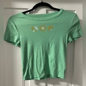 American Eagle Green Graphic Baby Tee